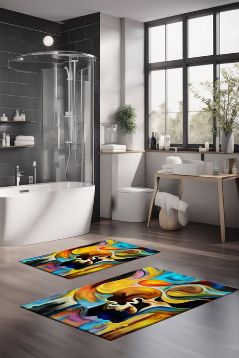 Mijölnir CT-5140 Juego de Alfombrillas de Baño 2 Piezas Poliéster Antideslizante Antibacteriano Lavable a Máquina 40x60 cm 60x100 cm